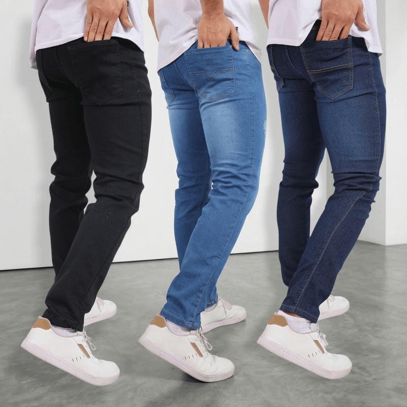 Calça Jeans Masculina slim com Elastano – Kit 3 Peças